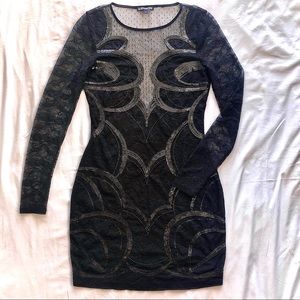 EXPRESS▪️Black Mesh Long Sleeve Dress